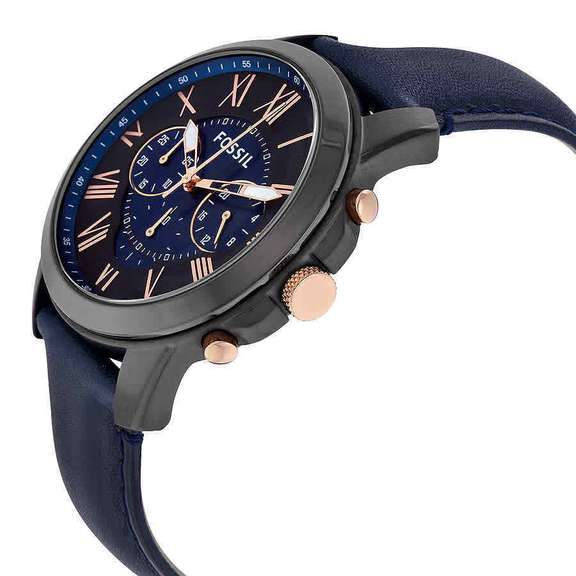 Fossil Black And Blue Dial Chronograph, New In Box.