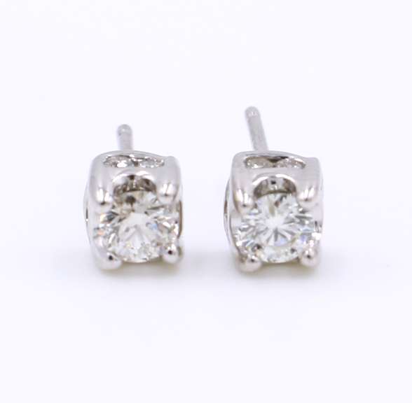 Sparkling White Gold Pave Diamond Stud Earrings