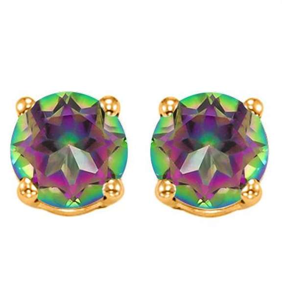 1.00 CT MYSTIC GEMSTONE 10KT SOLID GOLD EARRINGS STUD