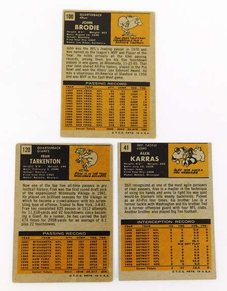 3 Topps 1971 Football Cards