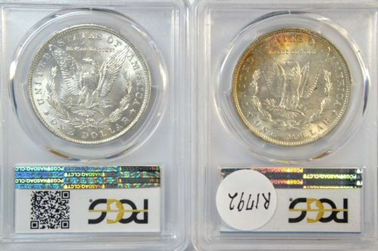 Blazing PCGS MS64 graded 1885-O & 1887 Morgan Silver Dollars