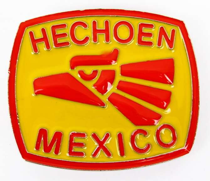 Hecho En Mexico Large Enameled Belt Buckle
