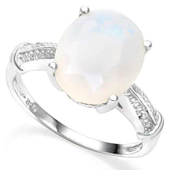 925 STERLING SILVER 4.52 CT CREATED ETHIOPIAN OPAL & DIAMOND COCKTAIL RING
