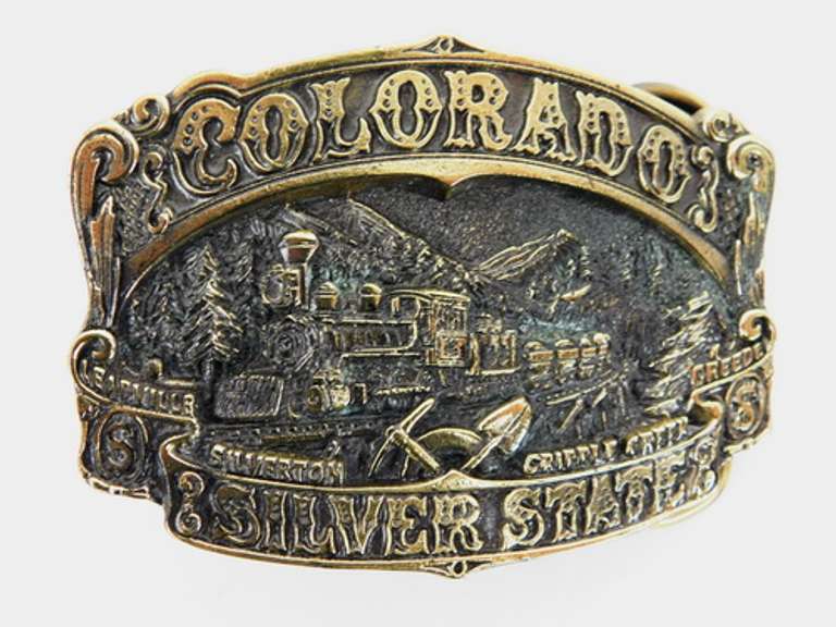 Colorado Silver State 1981 Brass Belt Buckle