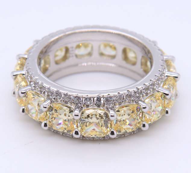 Sterling Silver Yellow Cubic Zirconia Band
