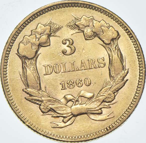 1860 $3 Indian Princess Head Gold Three-Dollar Piece