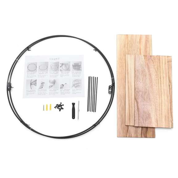 Round Retro Industrial Style Wood Metal Wall Rack