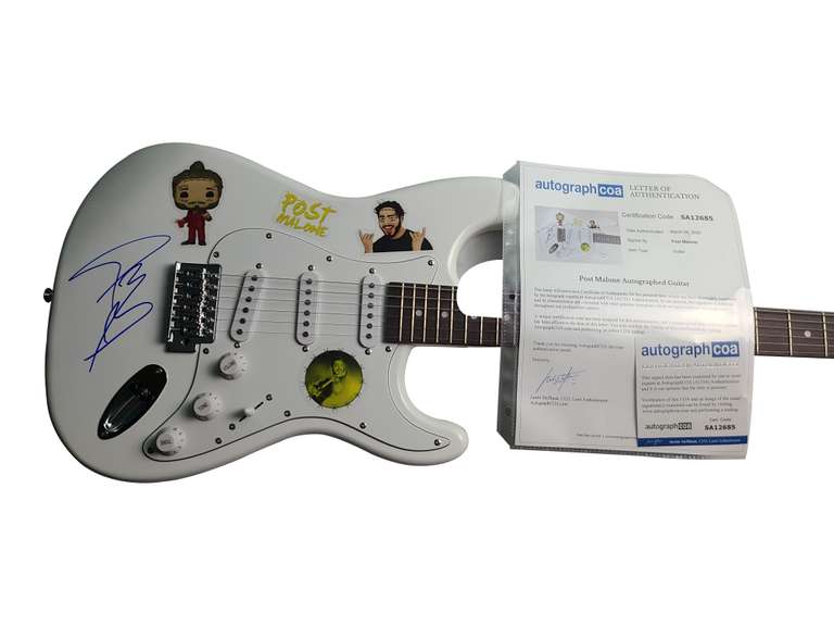 Post Malone Autographed Signed Graphics Guitar ACOA