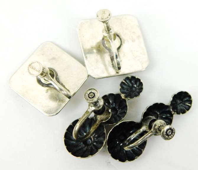 2 Vintage Pairs Sterling Silver Screwback Earrings