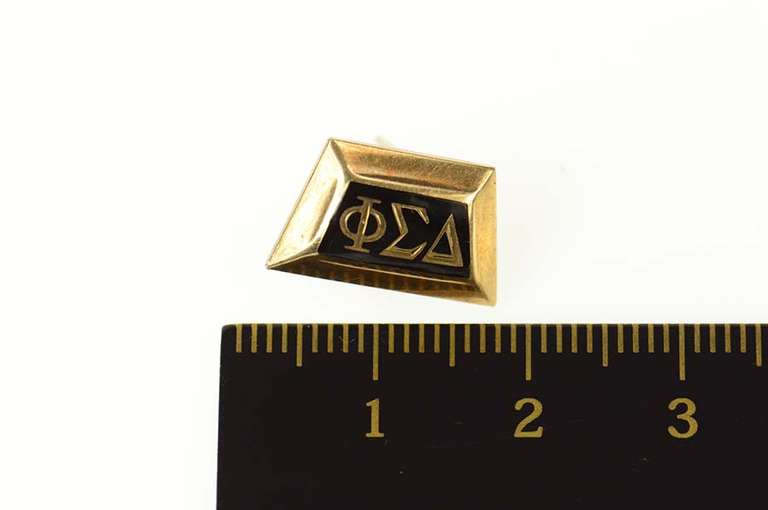 10K Yellow Gold Phi Sigma Delta Black Enamel 1930's Lapel Pin/Brooch