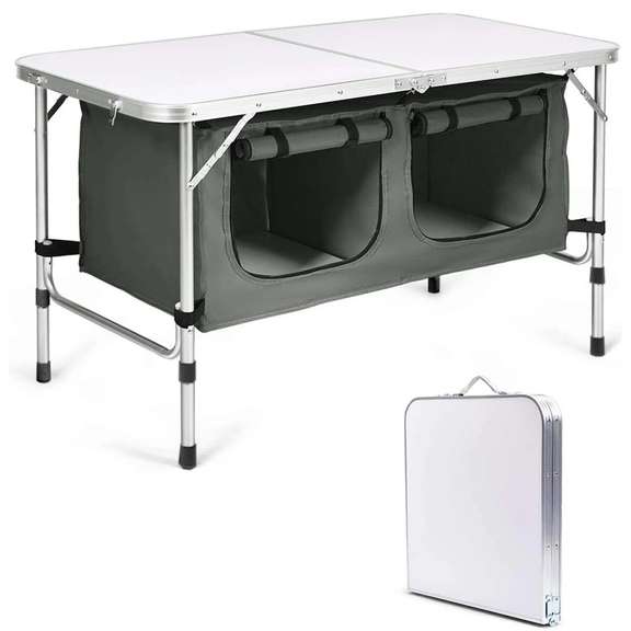 Aluminum Folding Camping Table Under Storage