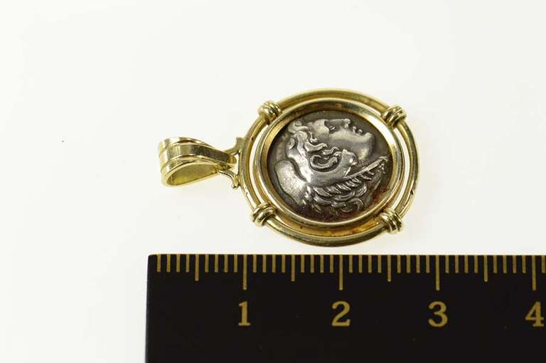 14K Yellow Gold Ancient Roman Tribute Coin Statement Pendant