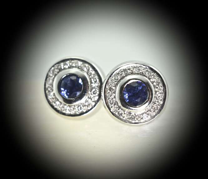 Feminine 18K Sapphire and Diamond Earrings
