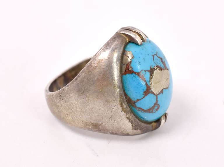 Blue Turquoise Ring in Sterling Silver