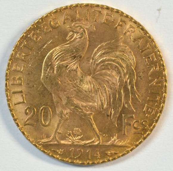 Superb Gem BU 1914 France 20 Francs Gold 'Rooster'