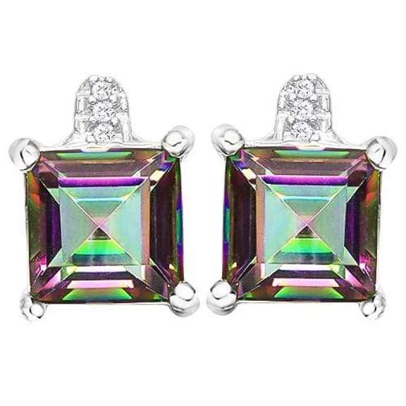 3 1/4 CARAT MYSTIC GEMSTONE 925 STERLING SILVER EARRINGS