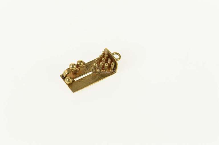 14K Yellow Gold Bowling Alley Lane League Sport Charm/Pendant