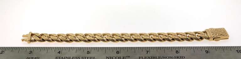Beautiful Oriental Theme 14k Gold Handmade Curb Chain Bracelet