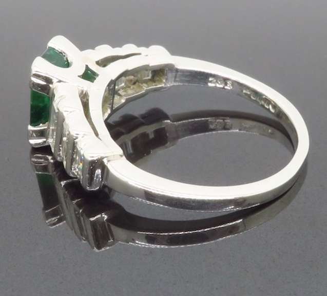 Art Deco Emerald & Diamond Ring Made in Platinum