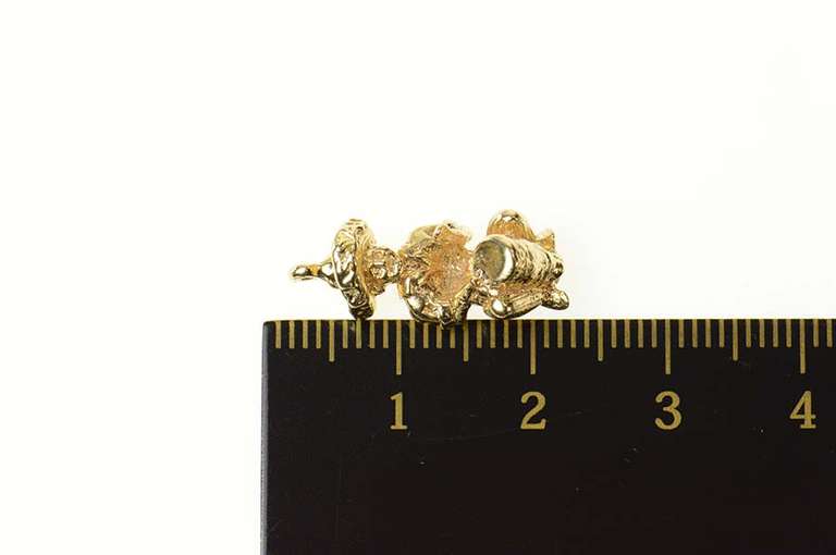 Gold Plated 3D Bongo Seated Drum Player Musician Charm/Pendant