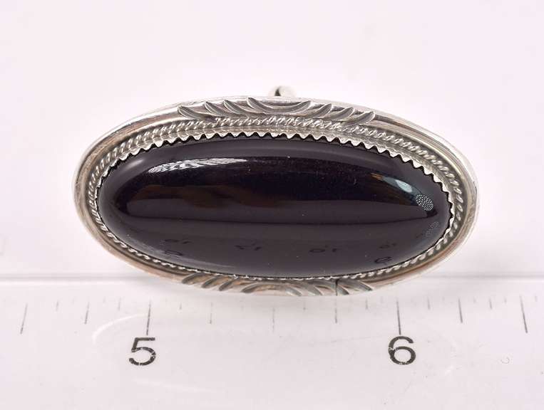 Large Black Onyx Ring in Sterling Silver