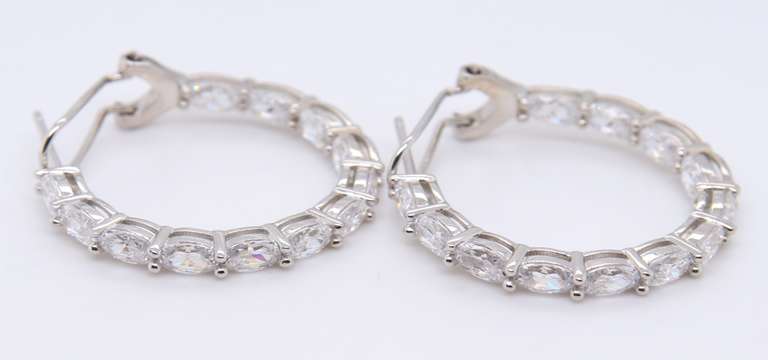 Sterling Silver Cubic Zirconia Hoop Earrings