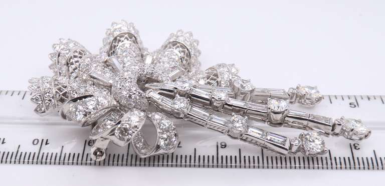 Eyecatching Platinum 14.13ctw Diamond Brooch w Silver Pendant Finding