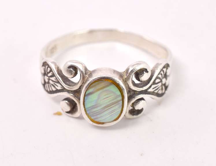 Dainty Mother of Pearl Ring in Sterling Silver