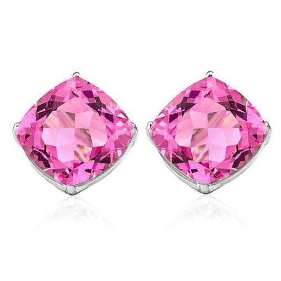 2.23 CT CREATED PINK SAPPHIRE 10KT SOLID GOLD EARRINGS STUD