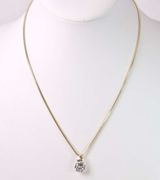 Sparkling CZ Pendant Necklace in 14K Yellow Gold