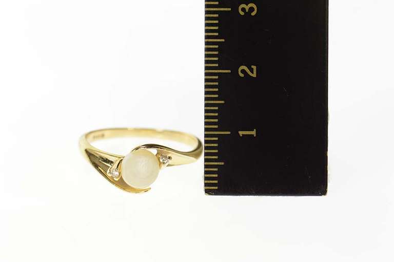 14K Yellow Gold Pearl Diamond Accent Bypass Classic Ring