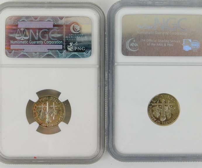 2 U.S. Dimes, Graded