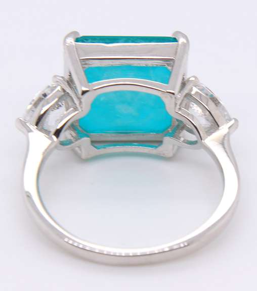 Princess Cut Green Cubic Zirconia Sterling Silver Ring