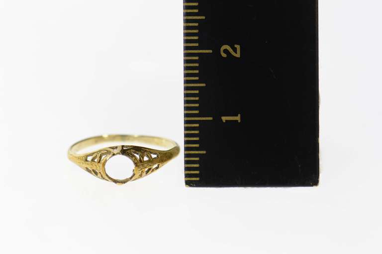 14K Yellow Gold Art Deco 4.4mm Filigree Engagement Setting Ring