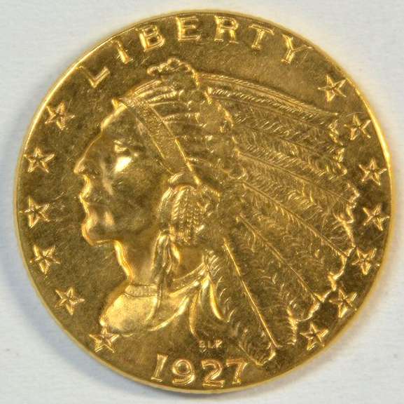 Razor-sharp 1927 US $2.50 Indian Gold Piece