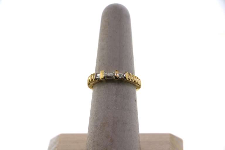 Triple Baguette Diamond Ring with 14k Gold