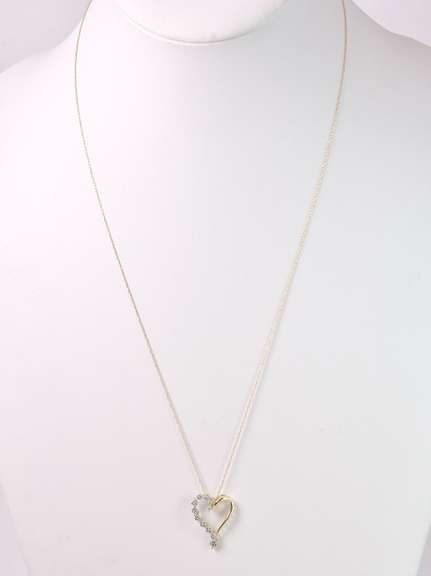 Delicate Diamond Heart Necklace in 14K Yellow Gold