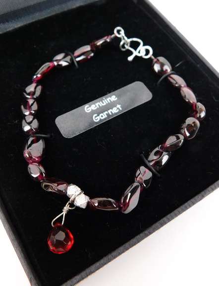 Sterling Garnet Bracelet - MIB