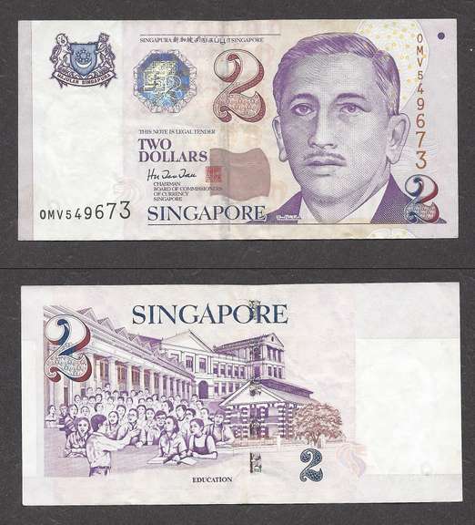 $2 1999 Singapore Currency Extremely Fine