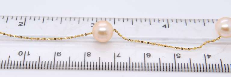 Elegant 18kt 7.5mm Pearl Station Necklace