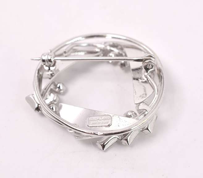 White Crystal Pin in Sterling Silver