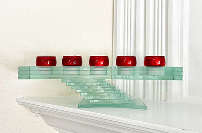 Elegant Multi Layered Glass 5 Tea-Light Candle Tea Holder