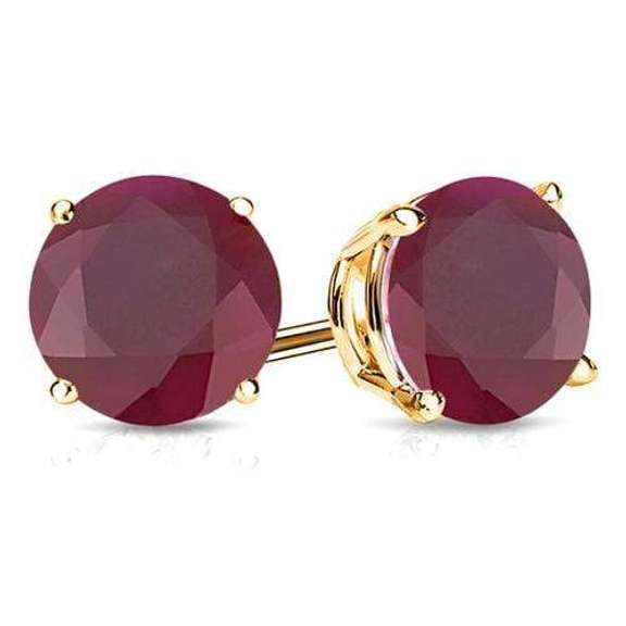 2.25 CT GENUINE RUBY 10KT SOLID GOLD EARRINGS STUD