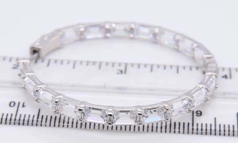 Sterling Silver White Cubic Zirconia Hoop Earrings
