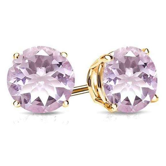1.54 CT PINK AMETHYST 10KT SOLID GOLD EARRINGS STUD