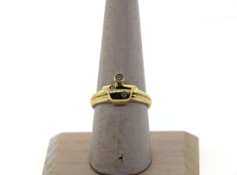 Unique Three Stone Diamond Ring with 14k Gold