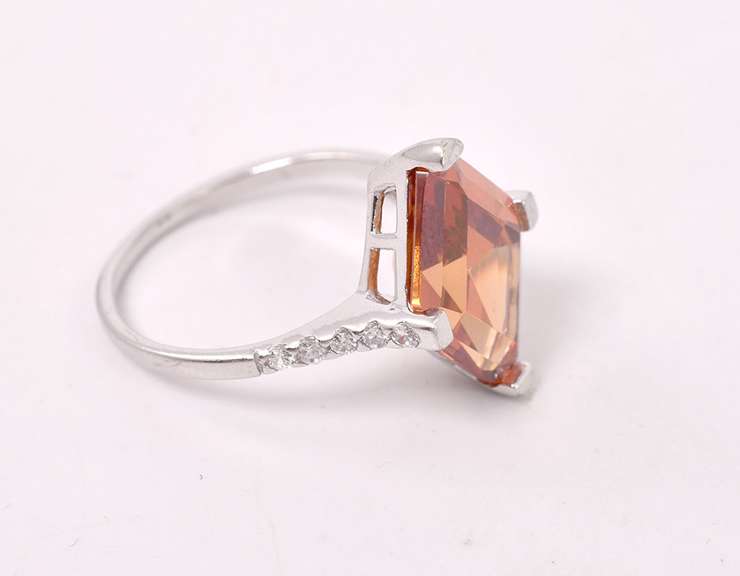 Orange Gemstone Ring in Sterling Silver