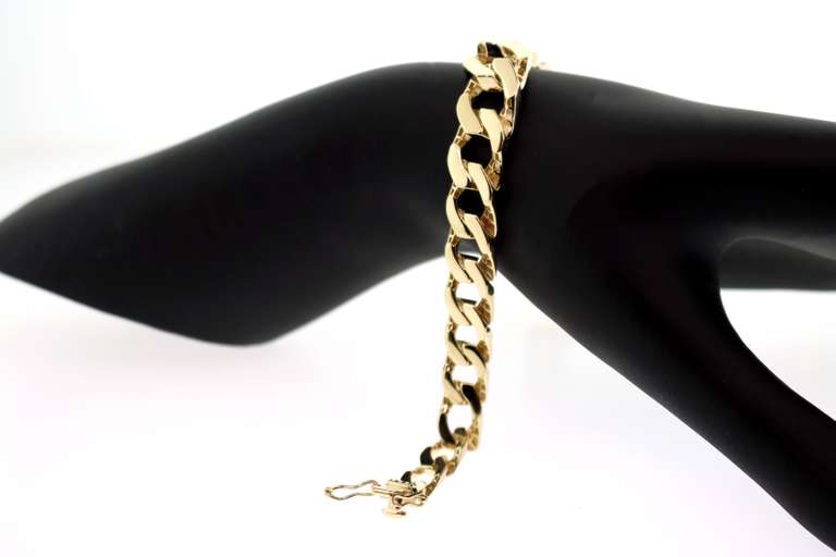 Handmade Italian 14k Gold Contemporary Curb Chain Bracelet