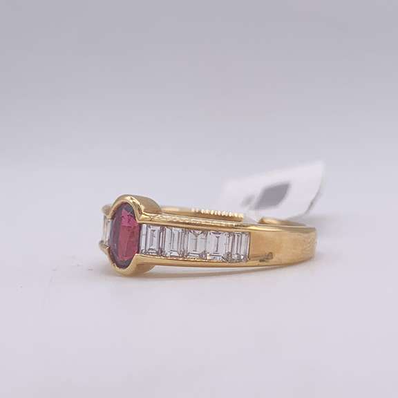 18kt Gold, Ruby, & Diamond Band Ring