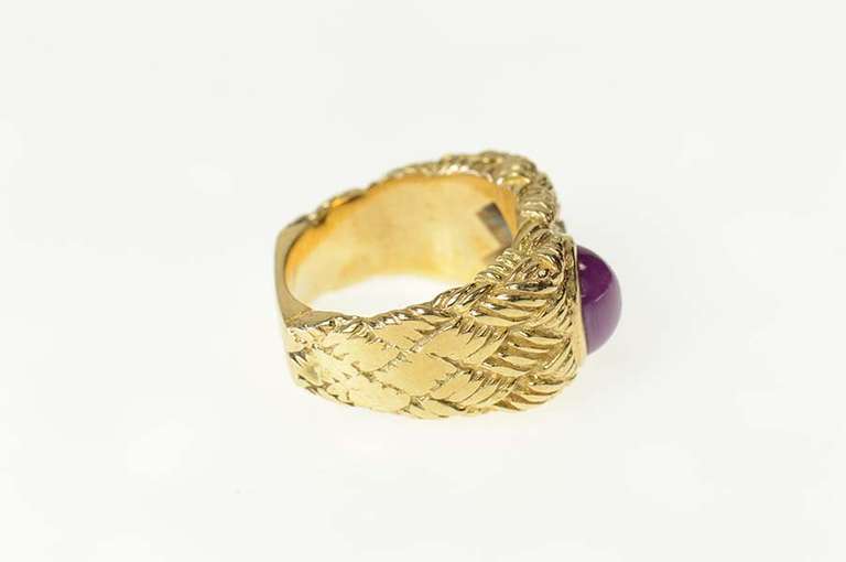 14K Yellow Gold 1940's Lindy Star Ruby Diamond Woven Ring